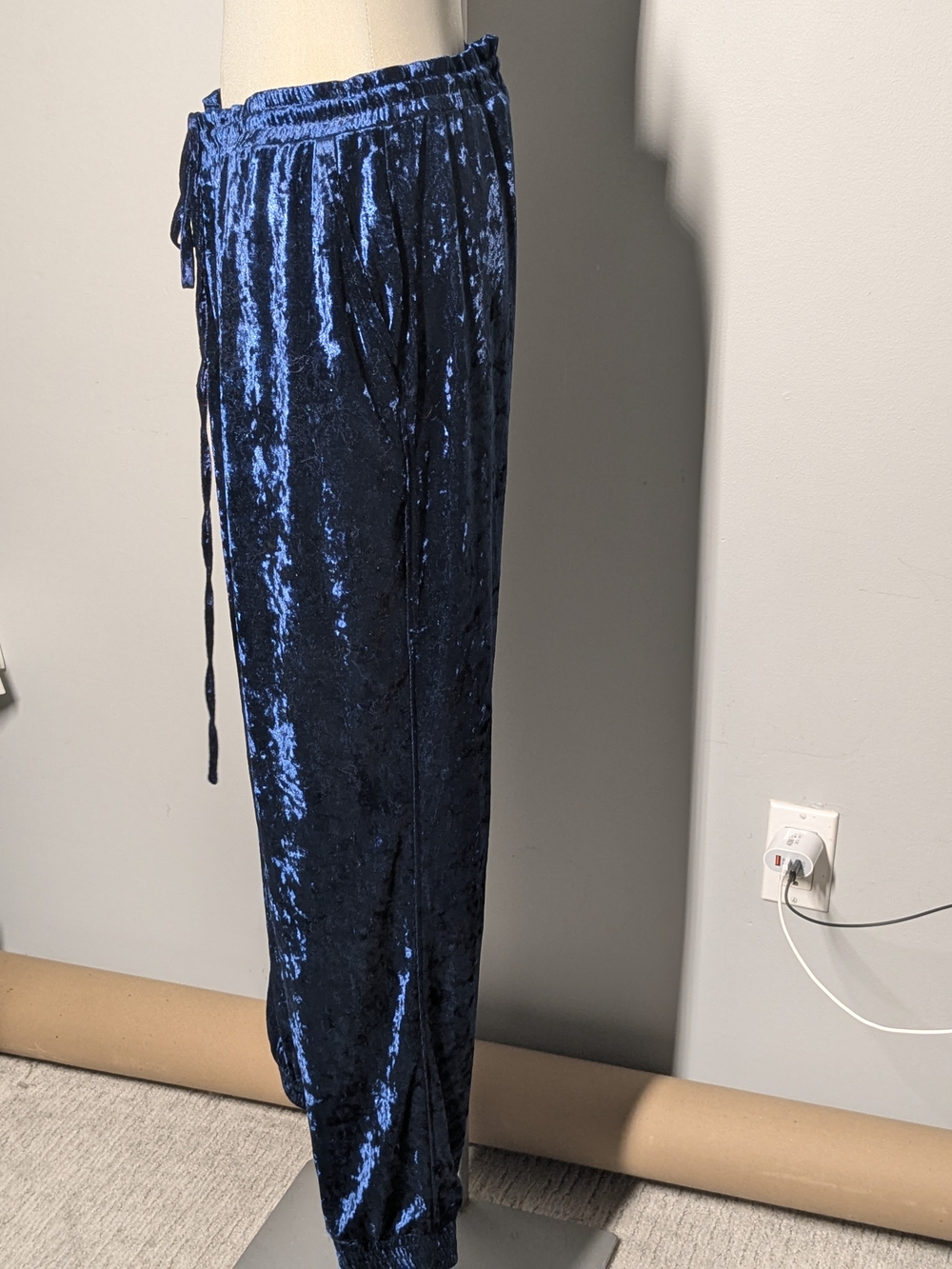 C by One Shimmery Navy Crushed Velvet Pull-On Pants - Picture 10 of 16